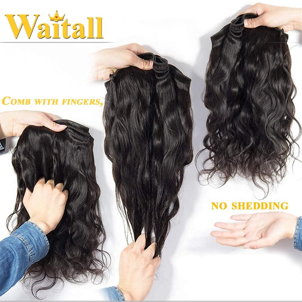 WAITALL Brazilian Body Wave One Bundle 8 inch 100% Unprocessed Brazilian Virgin Body Wave Human Hair Natural Black 8A Brazilian Body Wave Human Hair Weft