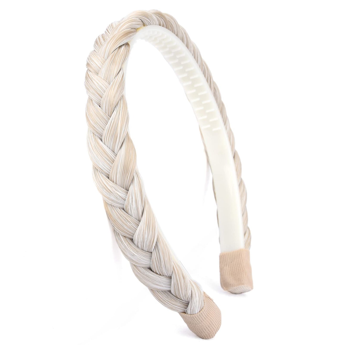 Gledola Braided Headband With Teeth Braids Hairband With Tooth Synthetic Hair Band Plaited Hairband For Women (White Blonde)