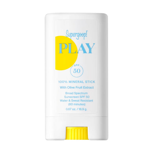 Supergoop! PLAY Mineral Stick SPF 50 | On-the-Go Broad Spectrum Face Sunscreen - Water Resistant - Vegan - 0.67 oz