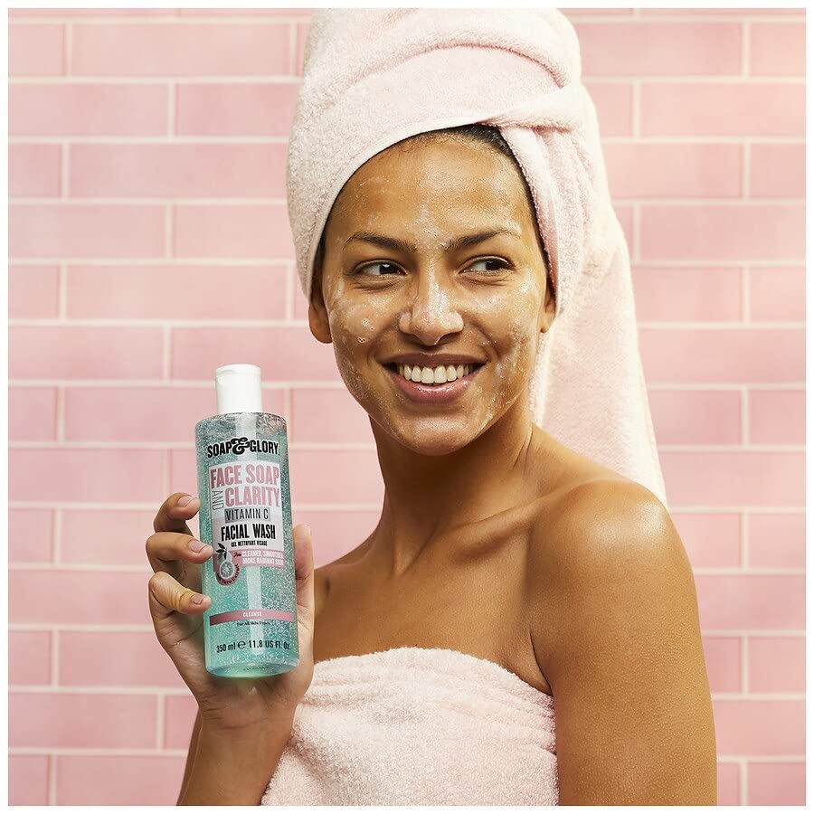 Soap & Glory Vitamin C Brightening Facial Cleanser - 3-in-1 Foaming Face Wash & Exfoliant | Hydrates & Purifies Skin (11.8 fl oz)