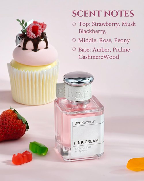 **Pink Cream Eau de Parfum for Women - 1.7 oz Long-Lasting Fragrance with Strawberry, Rose & Musk**
