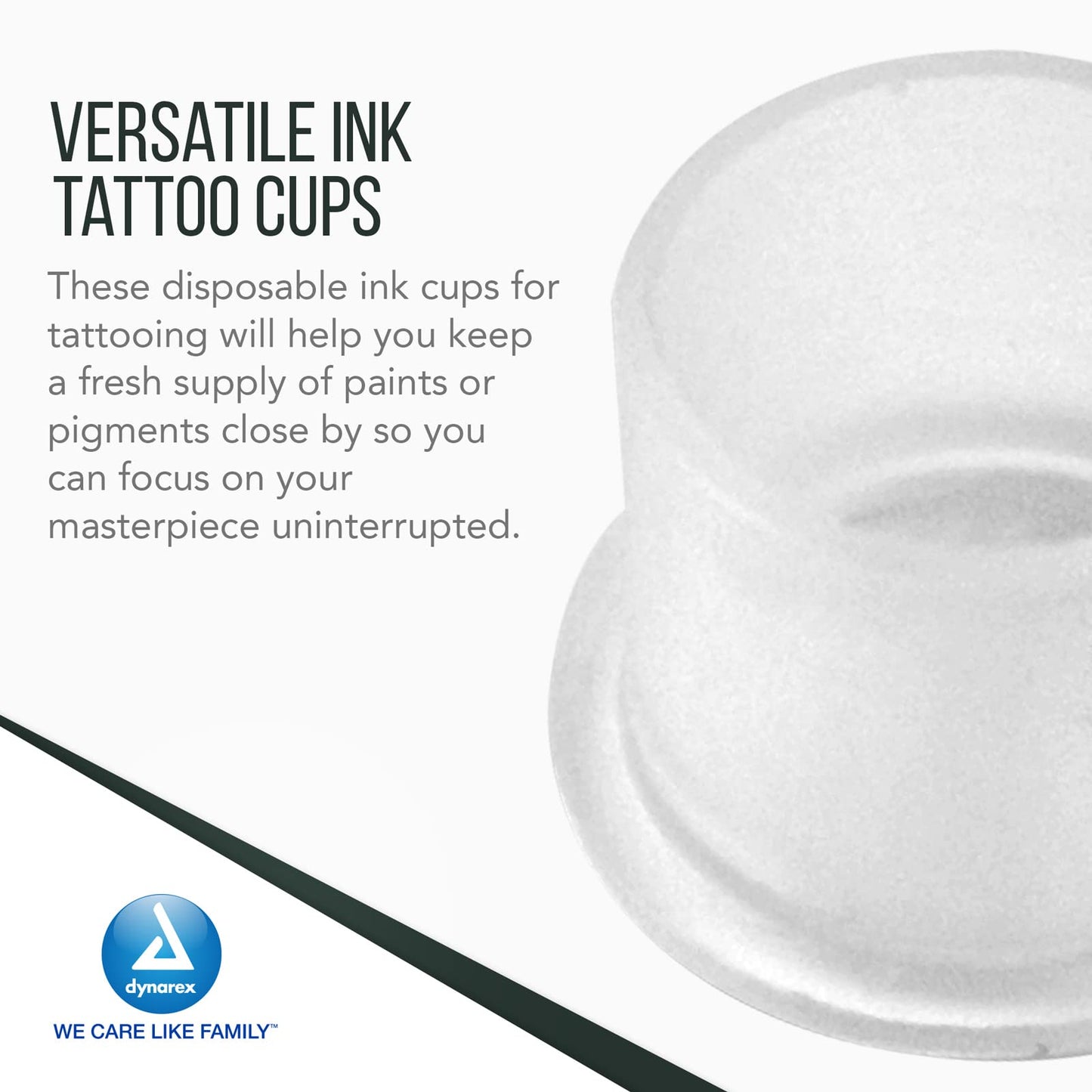 Dynarex Tattoo Ink Cups - Clear Disposable Plastic Ink Caps for Tattooing - Tattoo Ink Caps with Flat Bottom, Wide Rims (1000, 11mm)