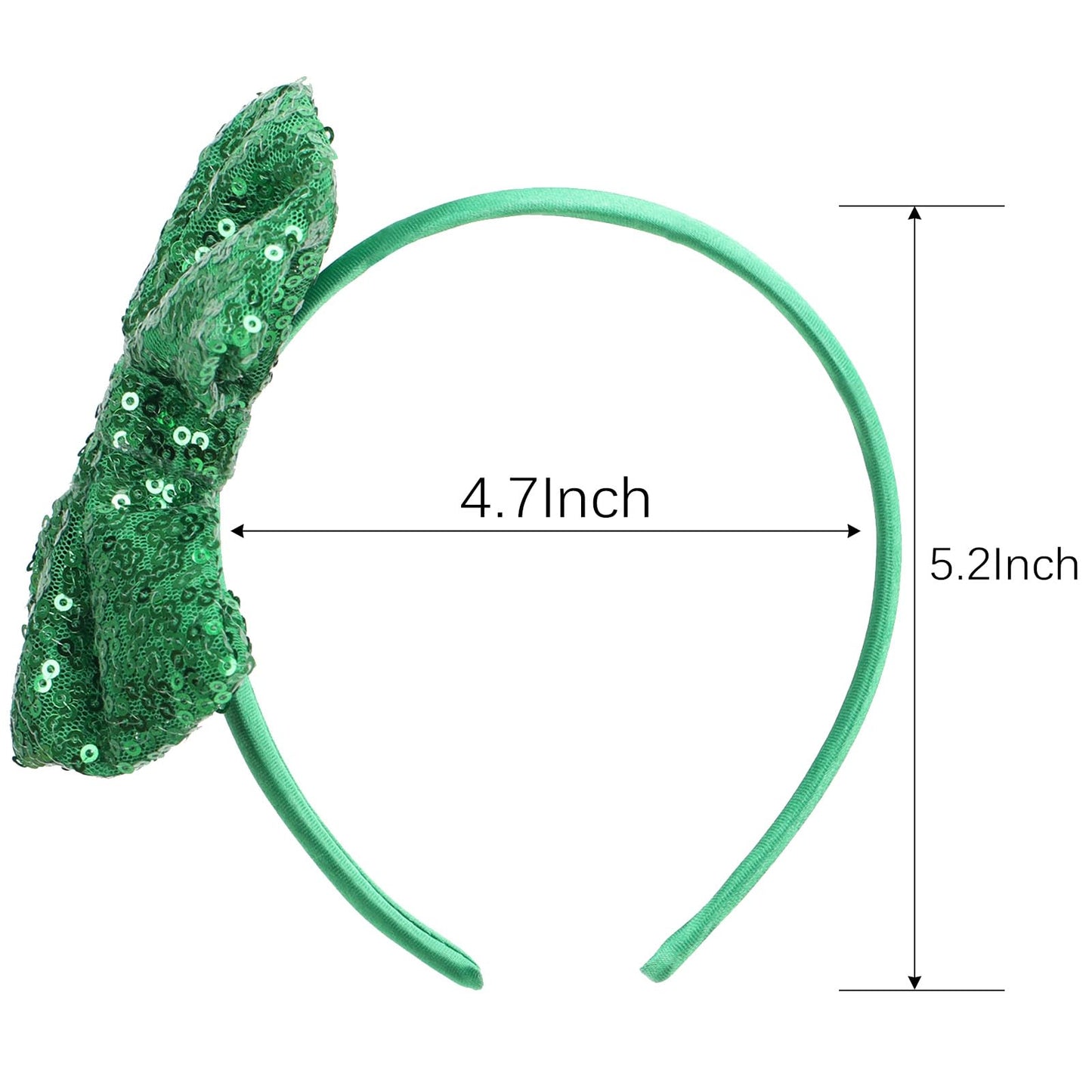 Kiszu Sparkly Sequin Hair Bow Headbands Fashion Glitter Cute Boutique Ribbon Bows for Girls, Kids, and Women (Christmas Green)