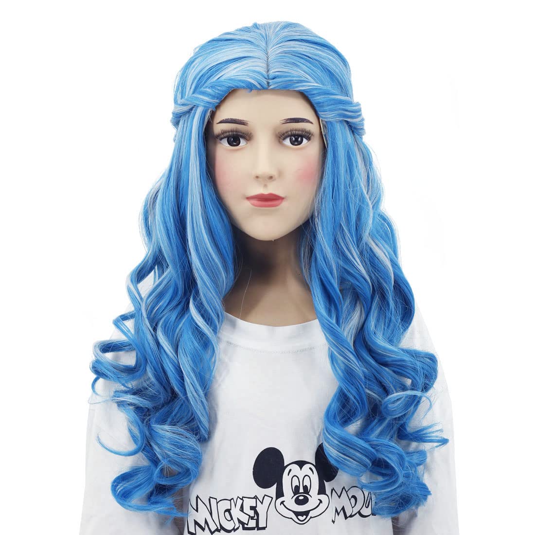 WildCos Long Light Blue with Gray Halloween Costume Cosplay Party Wig for Girls