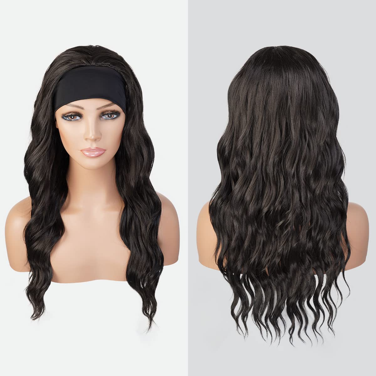 STUDIOCUT BY PROS Headband Wig 20 Inch Loose Wave Quick Wrap Headband Wig Long Wavy Curly Wigs for Black Women High Heat Resistant Synthetic Wigs HBW004 (20 Inch (Pack of 1), 2 (Dark Brown))