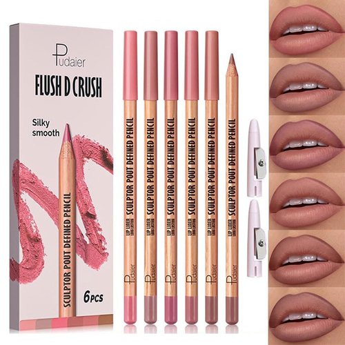 BestLand 6Pcs Rosy Nude Harmony Lip Liner Set - Long-Lasting, Creamy Formula for Soft Pink & Mauve Looks