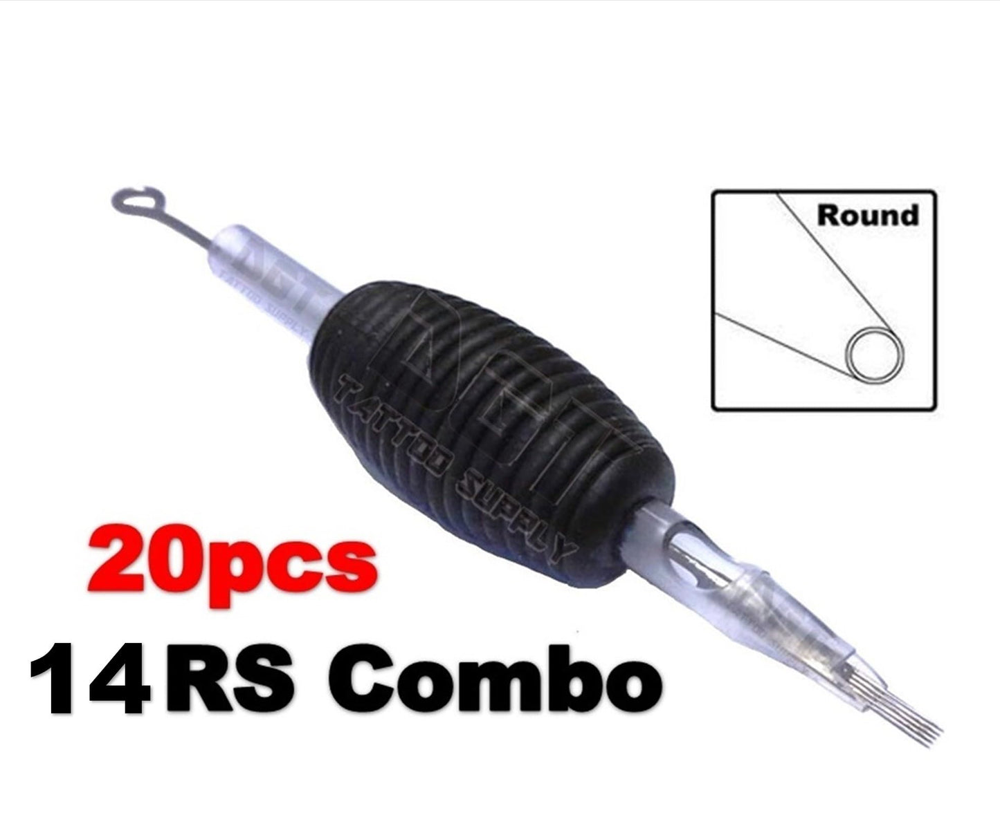 DGT Steriled Disposable Combo Tattoo Needle 1 inch/25mm Grip Tip Box of 20 pcs RL, RS, RM, M1 (14RS)