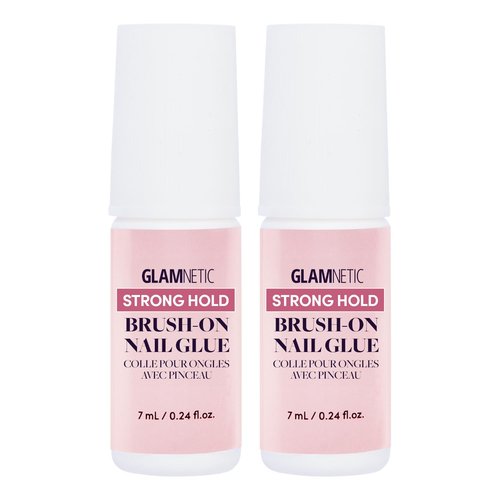 Glamnetic Super Strong Brush On Nail Glue (2 Bottles) | Brush Tip Applicator, Mess Free, Travel Friendly, Vegan | Durable & Long-Lasting | .24 fl. oz.