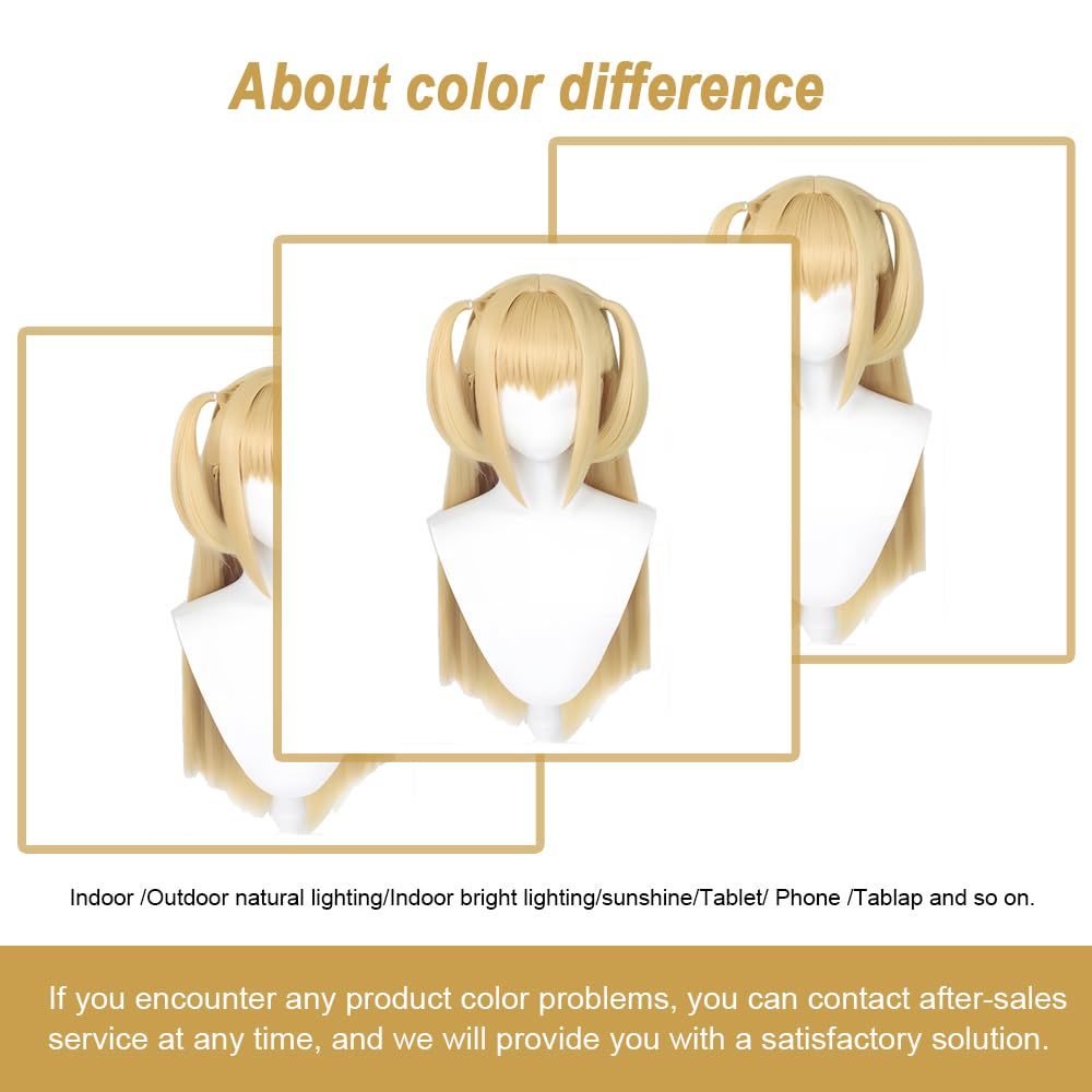 SEISAIDO Blonde Ponytails Cosplay Wig Long Straight Anime Cosplay Wig with Bangs + Wig Cap