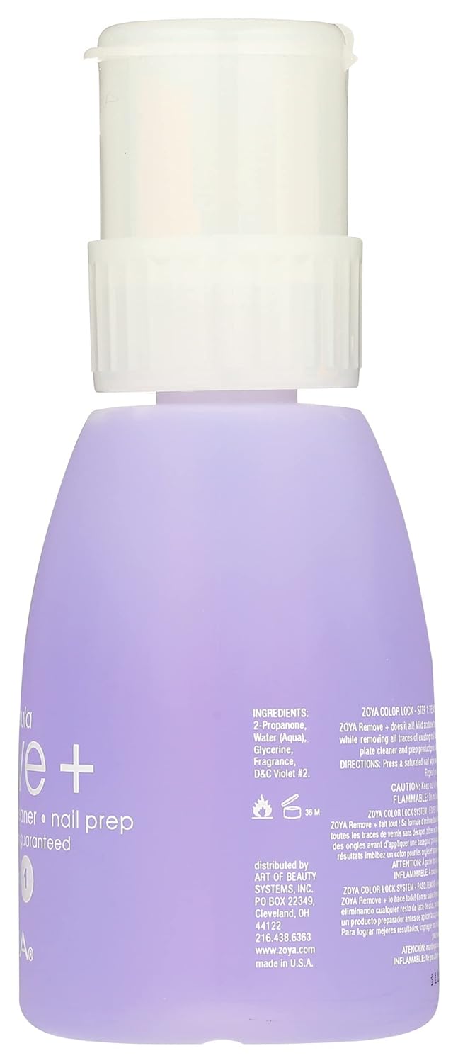 Zoya Remove Plus 3 in 1 Formula - Nail Polish Remover, Cleaner & Prep | 8 Fl Oz