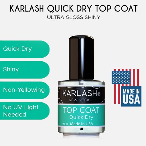 Karlash Quick Dry Nail Polish Top Coat - Fast Drying & Super Shiny | 0.5 oz (2 Pieces)