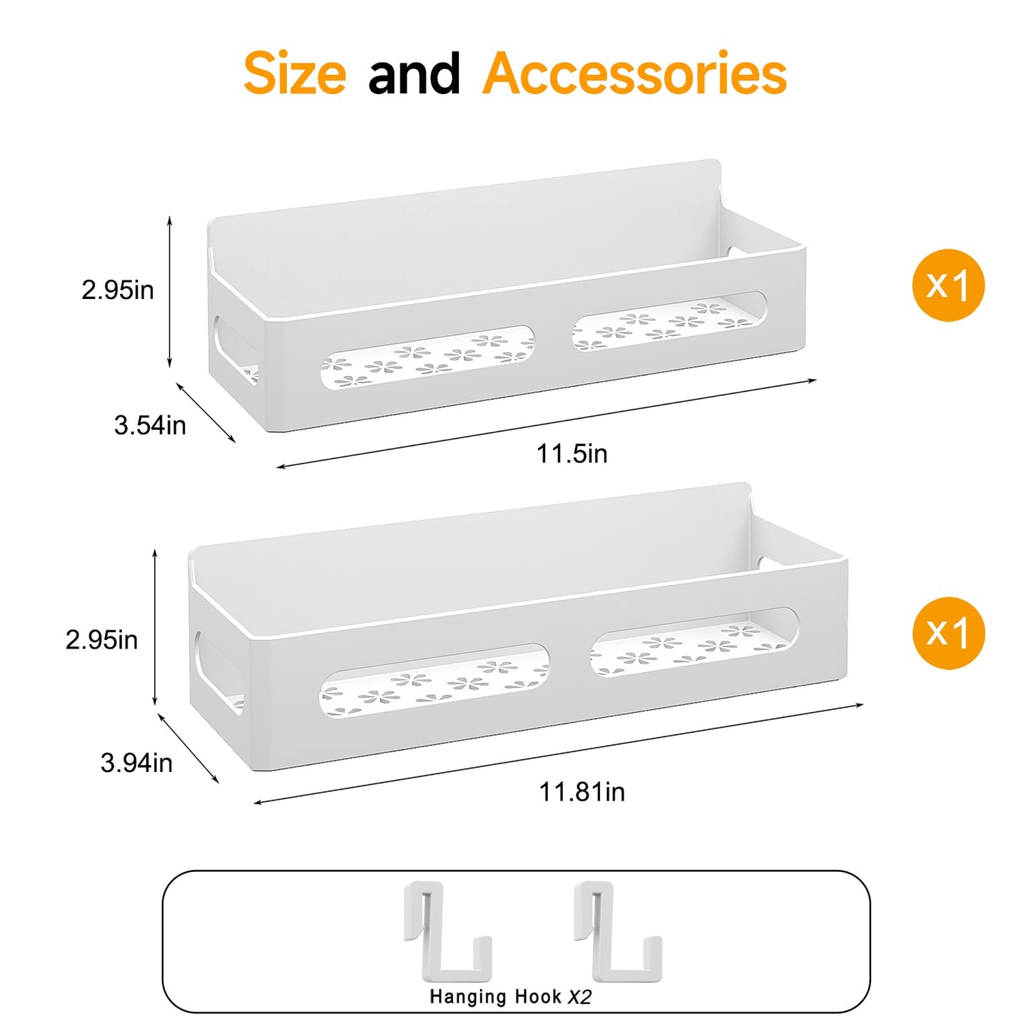 4 Pack Strong Magnetic Spice Rack for Refrigerator, Multipurpose Magnetic Shelf for Fridge with 4 Hooks for kitchen and Bathroom Organization, Black