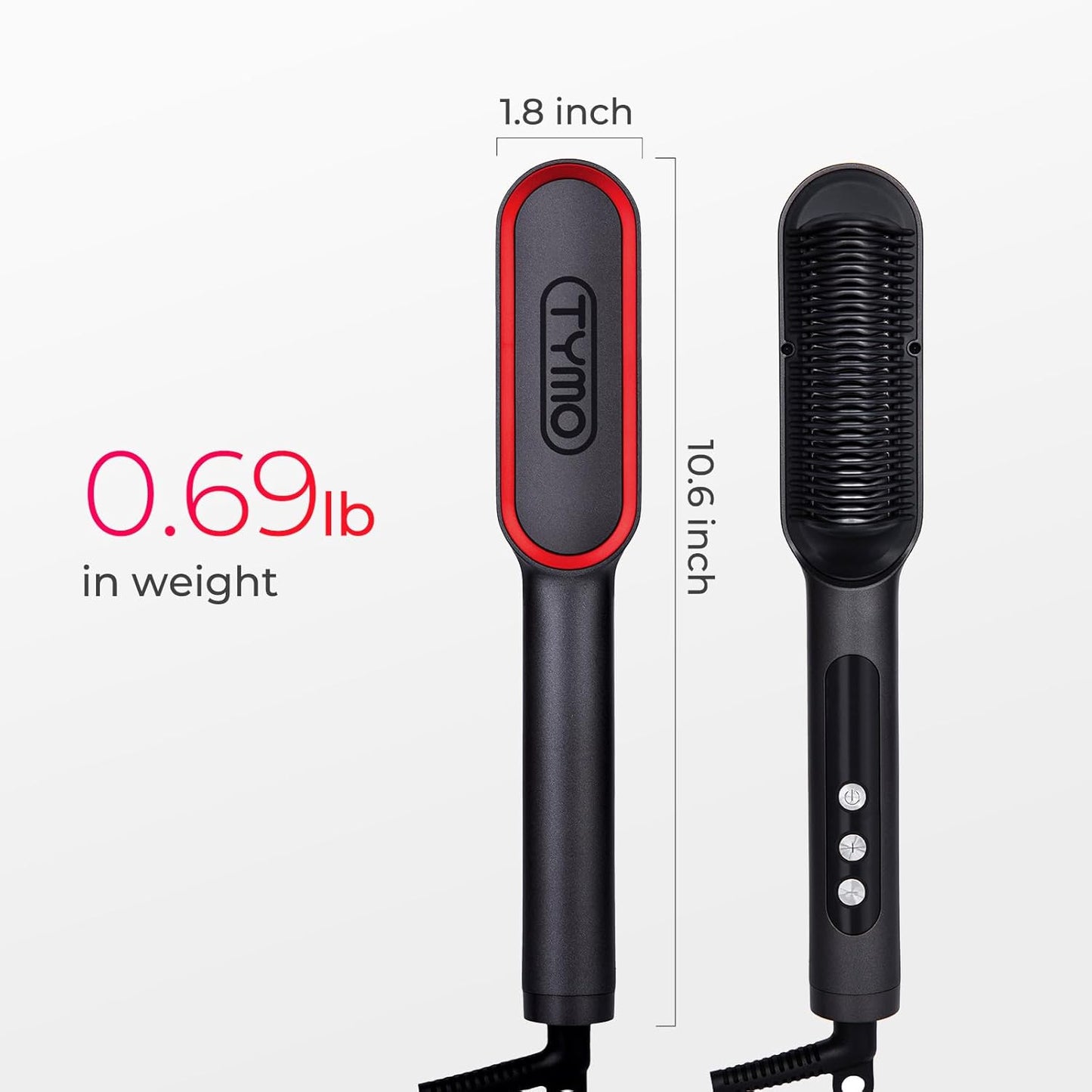TYMO Ring Plus Ionic Hair Straightener Brush - Professional Styling Tool with Titanium Coating & 9 Temp Settings