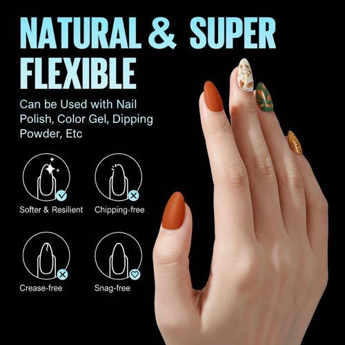 TOMICCA Short Almond Nail Tips, 240Pcs Half Matte Soft Acrylic Nail Tips, 12 Sizes Pre-Shaped Acrylic Nails Full Cover False Nails Almond Press on Nails Short Fake Nails for Extension Nail