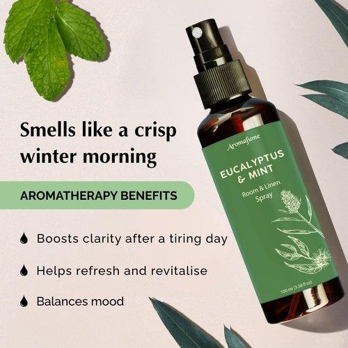 Aromafume Eucalyptus & Mint Room Spray - Aromatherapy Mist for Bedding & Fabrics | 100ml/3.38fl oz