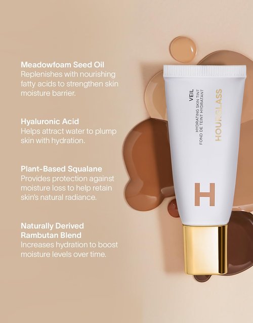 Hourglass Veil Hydrating Skin Tint - Dewy Tinted Moisturizer for Radiant Glow | Lightweight, Vegan, Cruelty-Free