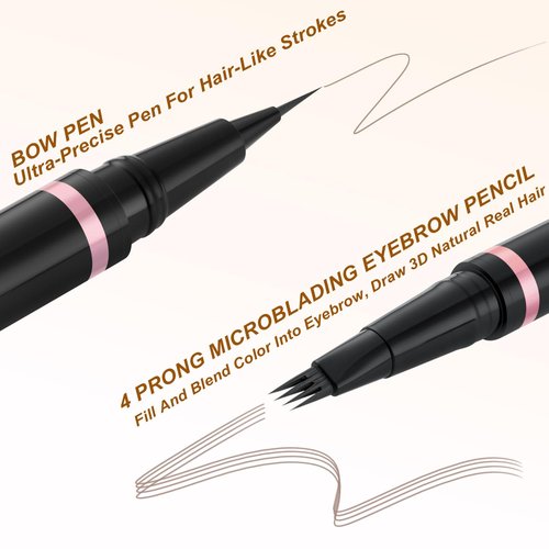 Eyebrow Pencil Makeup Kit - Waterproof 2-in-1 Microblading Pen & Pomade, Dual-Ended Brush | Ash Blonde