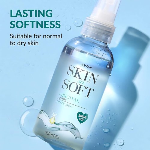 AVON Skin So Soft Jojoba Dry Oil Spray 8.45 Fl Oz - Moisturizing Body Oil with Vitamin E | After Shower Hydration, 250ML