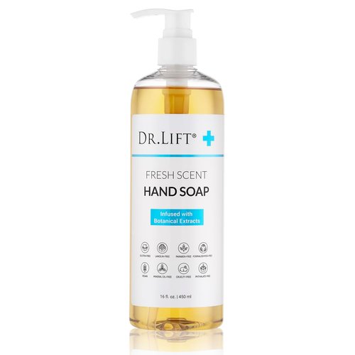 Dr. Lift Hand Soap - Moisturizing Liquid Soap with Plant Extracts & Vitamin E | Fresh Scent, 16 Fl Oz