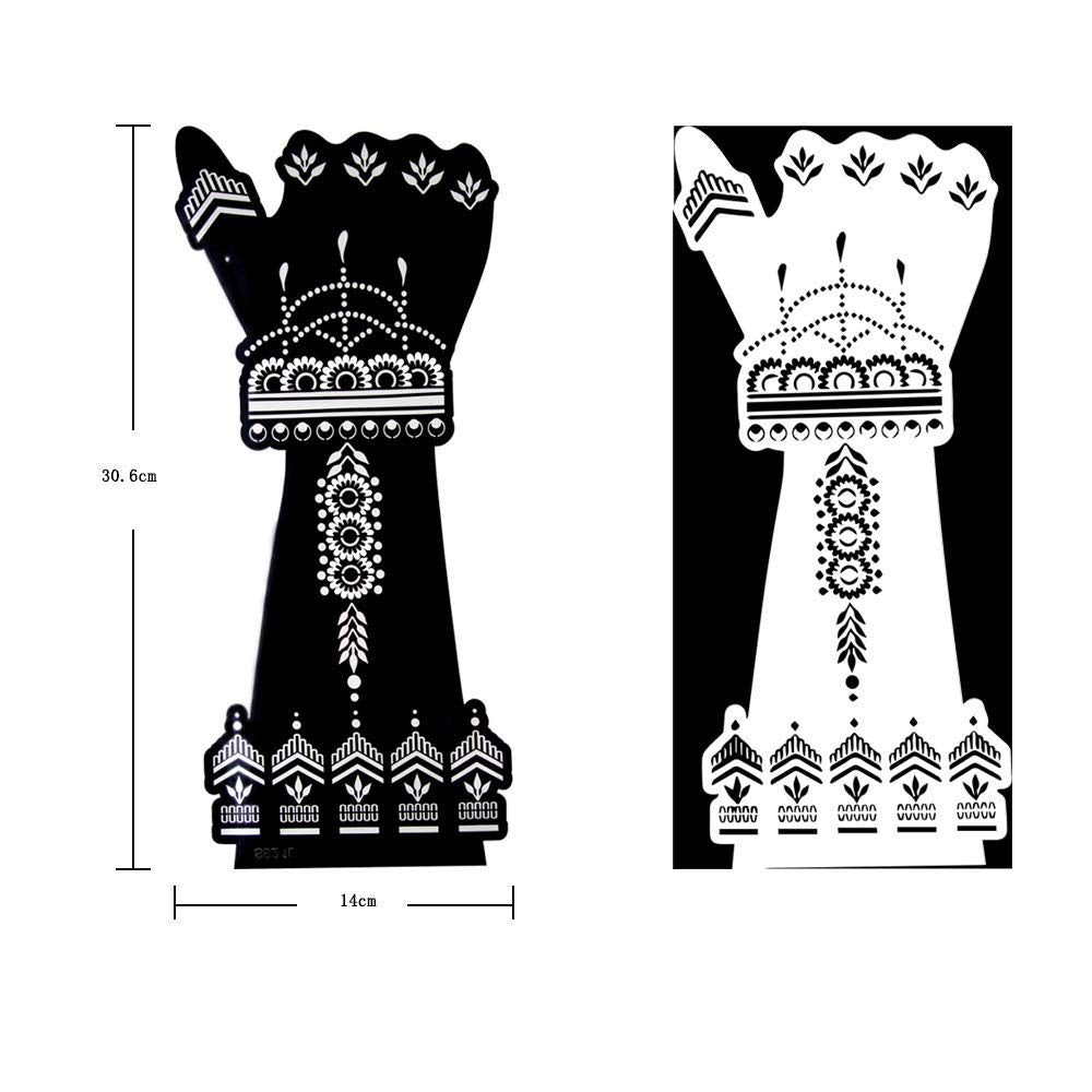 Xmasir 12 Large Sheets Henna Tattoo Stencil Kit for Hand Forearm Body Paint, Indian Arabian Temporary Tattoo Templates for Women Girls (S9)