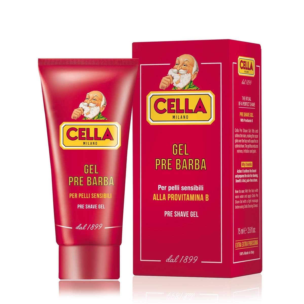 Cella Milano Conditioning Pre-Shave Gel - Italian Skin-Protection with Provitamin B & Panthenol, 2.6 oz | Smooth, Irritation-Free Shaving