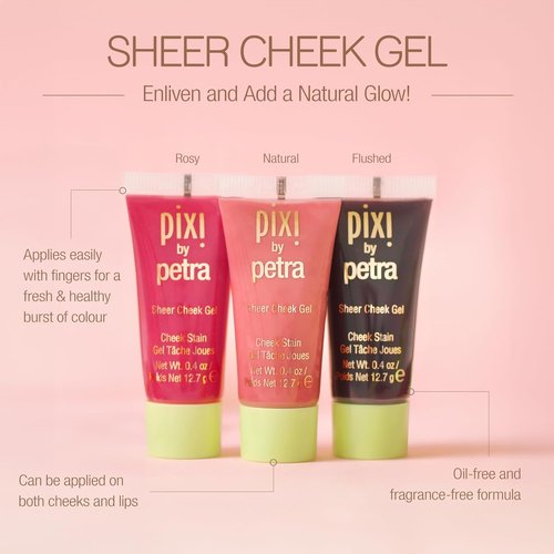 Pixi Sheer Cheek Gel - Flushed | Oil-Free Hydrating Gel Blush for a Natural Glow | 0.45 Fl Oz