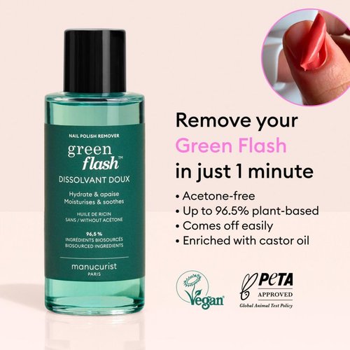 Manucurist Green Flash Gel Nail Polish Remover - Effective Plant-Based & Acetone-Free - 3.38 fl oz