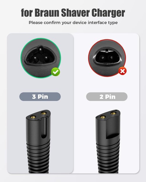 Braun Charger Replacement - Compatible with Series 1, 3, 5, 7, 9 Shavers | 12V 400mA Charging Cord
