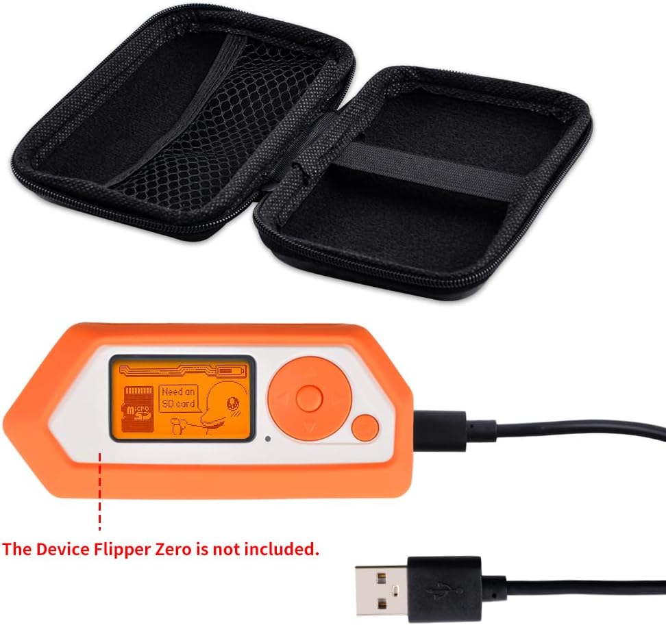 Hard Carrying Case for Flipper Zero, Flipper Zero Protective Silicone Case Cover, Mesh Pocket Fits USB Cable, Orange (Case Only)