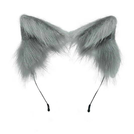 Faylay Wolf/Fox/Cat Ear Cosplay Headwear Girl Accessories Handmade Hairband Furry Ear Faux Fur Headband (SJ-9 Grey)