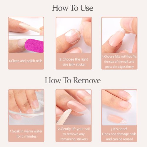 geyakal French Tip Press on Nails - Almond Fake Nails - Bow False Nails Press ons - Medium 3D Gold Acrylic Glossy - Cute Glue on Nails - for Women Artificial Stick on Nail 24 Pcs