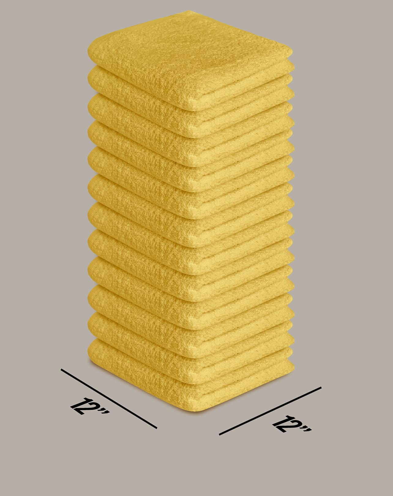 Softolle 100% Cotton Ring Spun Wash Cloths – Bulk Pack of Washcloths – 12x12 Inches – Wash Cloth for Face, Highly Absorbent, Soft and Face Towels (Yellow, 24 Pack)