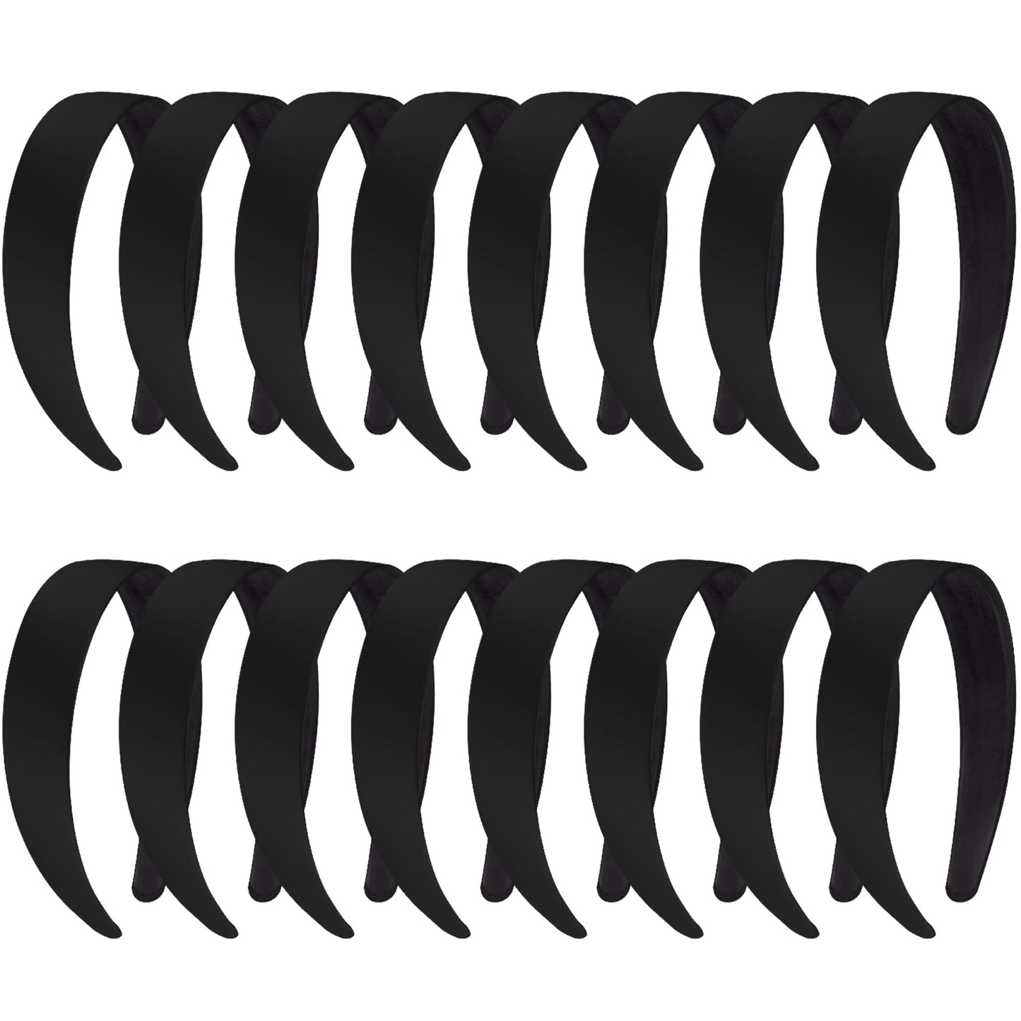 SIQUK 18 Pieces Satin Headbands Black Hard Headband 1 Inch Wide Non-slip Hair Headband DIY Black Headbands for Women