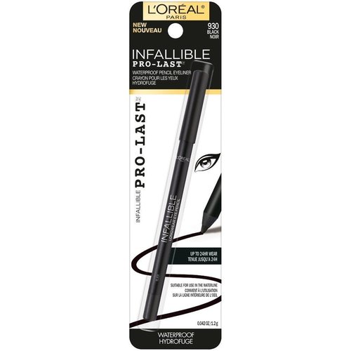 L'Oreal Paris Infallible Pro-Last Pencil Eyeliner - Waterproof, Smudge-Resistant, Easy Application, Black, 0.042 oz.