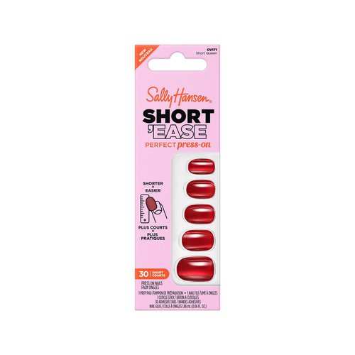 Sally Hansen Salon Effects Perfect Press-On Short'Ease Nails | Oval Shape | Easy to Apply, Non-Damaging, Natural Look Vitamin E & B5 | 30 Nails, Nail Glue, Adhesive Tabs, File| Short Queen