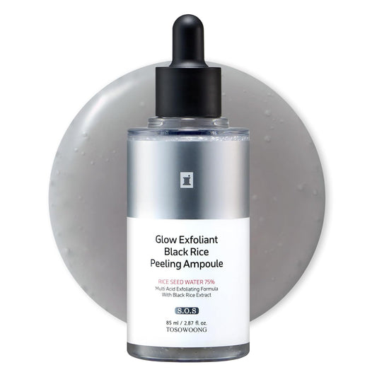 TOSOWOONG Black Rice Peeling Ampoule - 75% Exfoliant for Dead Skin & Blackheads | 85ml Korean Skincare
