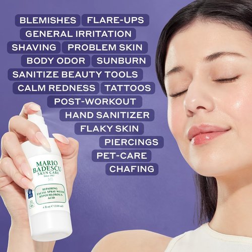 Mario Badescu HOCl Facial Spray - Soothing Hypochlorous Acid for Irritated Skin | pH Balancing, Fragrance-Free