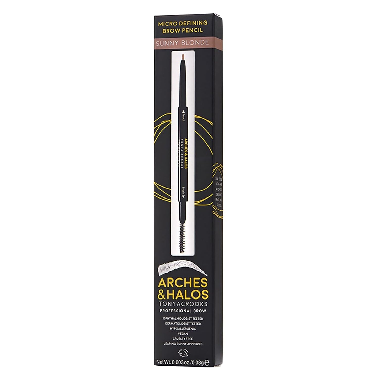 Arches & Halos Micro Defining Brow Pencil - Long-Lasting, Smudge-Proof Formula for Fuller Brows | Sunny Blonde, 0.003 oz