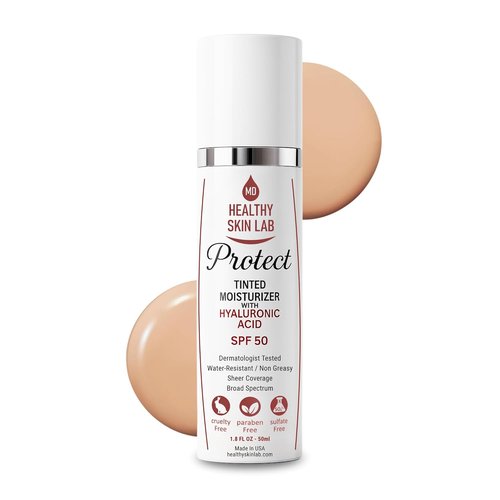 Healthy Skin Lab Tinted Moisturizer SPF 50 - Lightweight Hydrating Mineral Sunscreen for Face, 1.8 oz