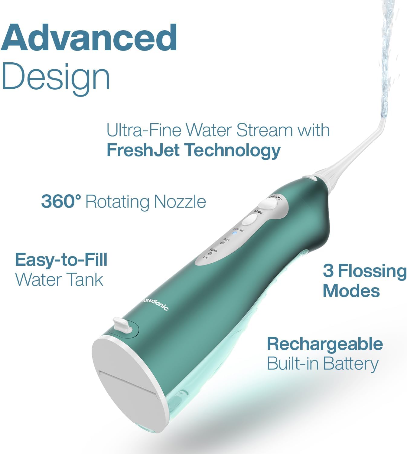 AquaSonic Water Flosser - Cordless Rechargeable Oral Irrigator for Teeth Cleaning | 5 Jet Tips, Waterproof