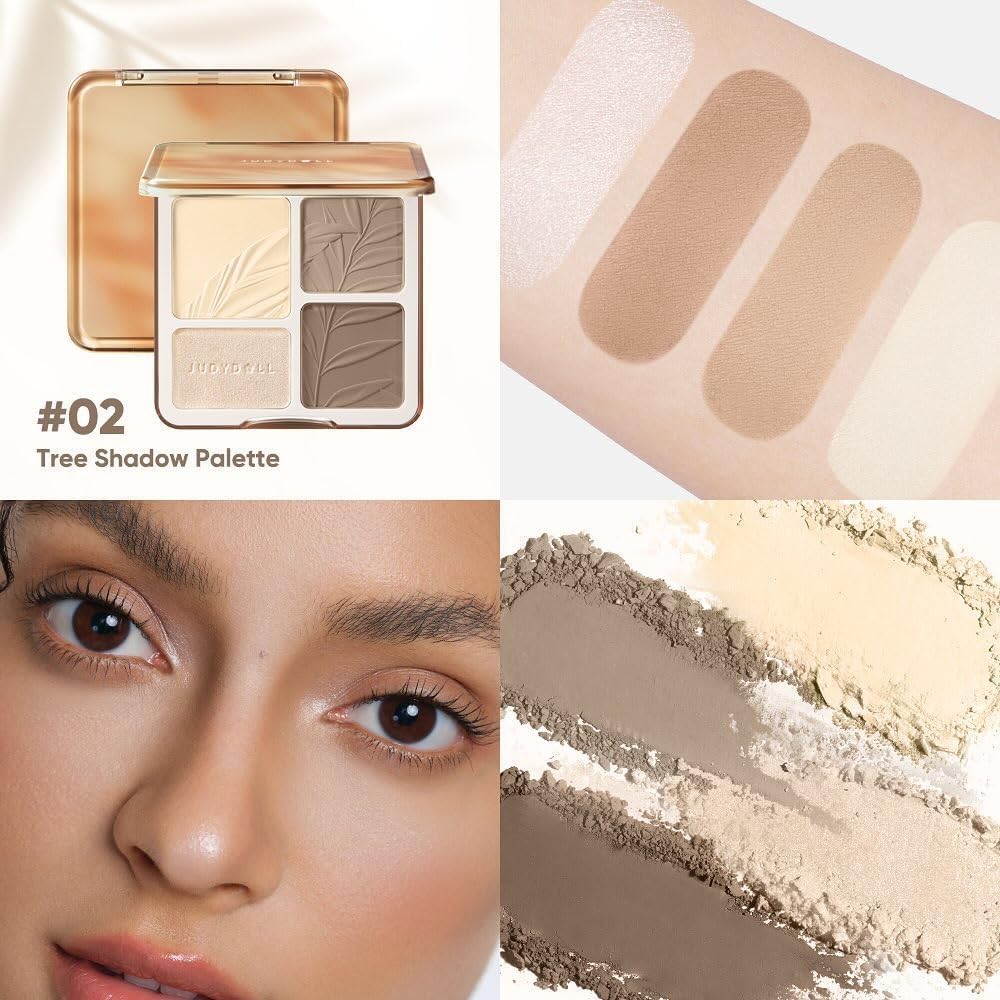JUDYDOLL Highlight & Contour Palette - All-in-One Matte Face Makeup for Warm Skin Tone | Blendable Compact