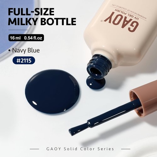 GAOY Blue Gel Nail Polish, 16ml Soak Off Gel Polish, UV Light Cure for Nail Art DIY Manicure at Home, 2115 Navy Blue