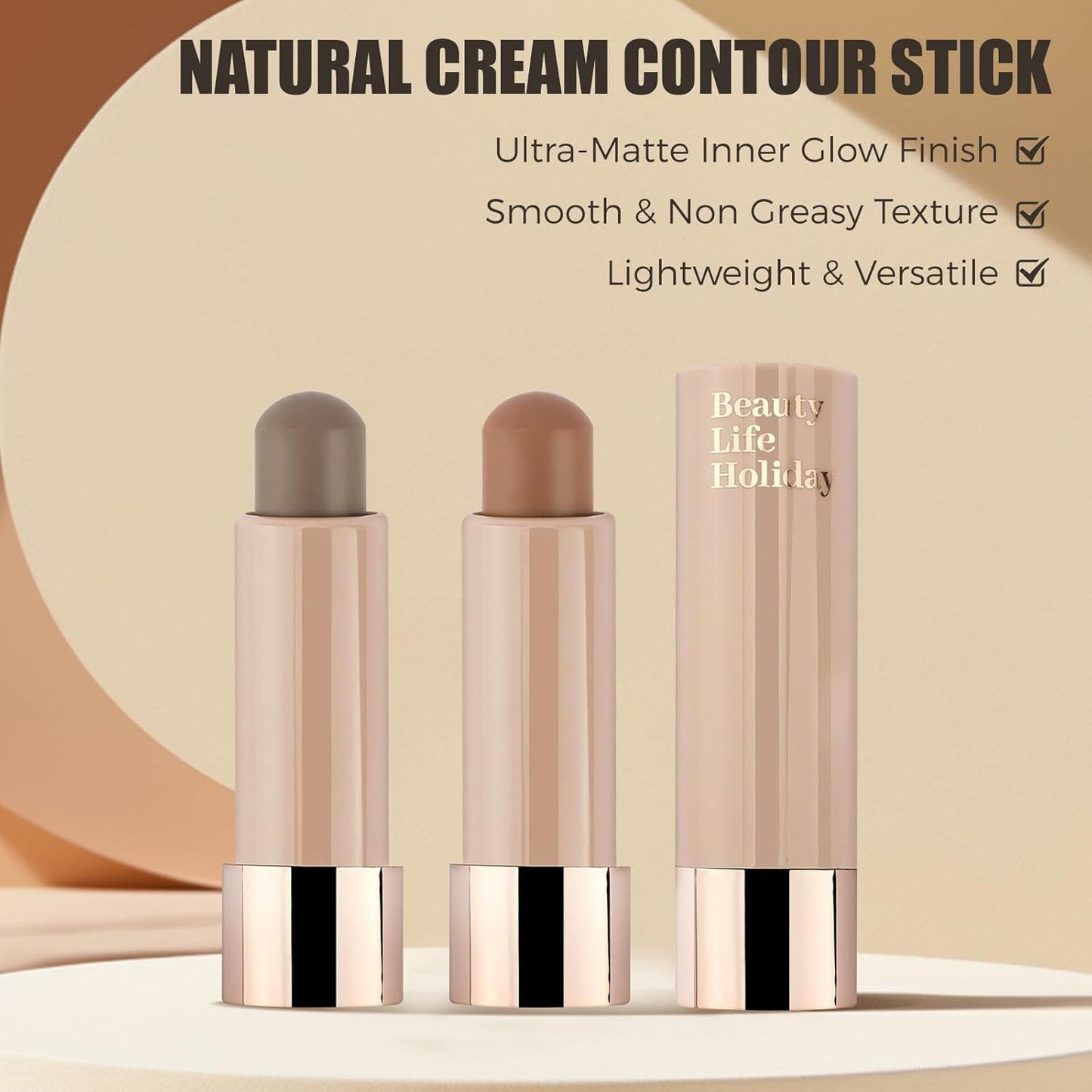 Skiennix Contour Stick - Natural Buildable Cream Bronzer for Smooth Face Shaping | Portable Travel Size, 01 Cold Gray