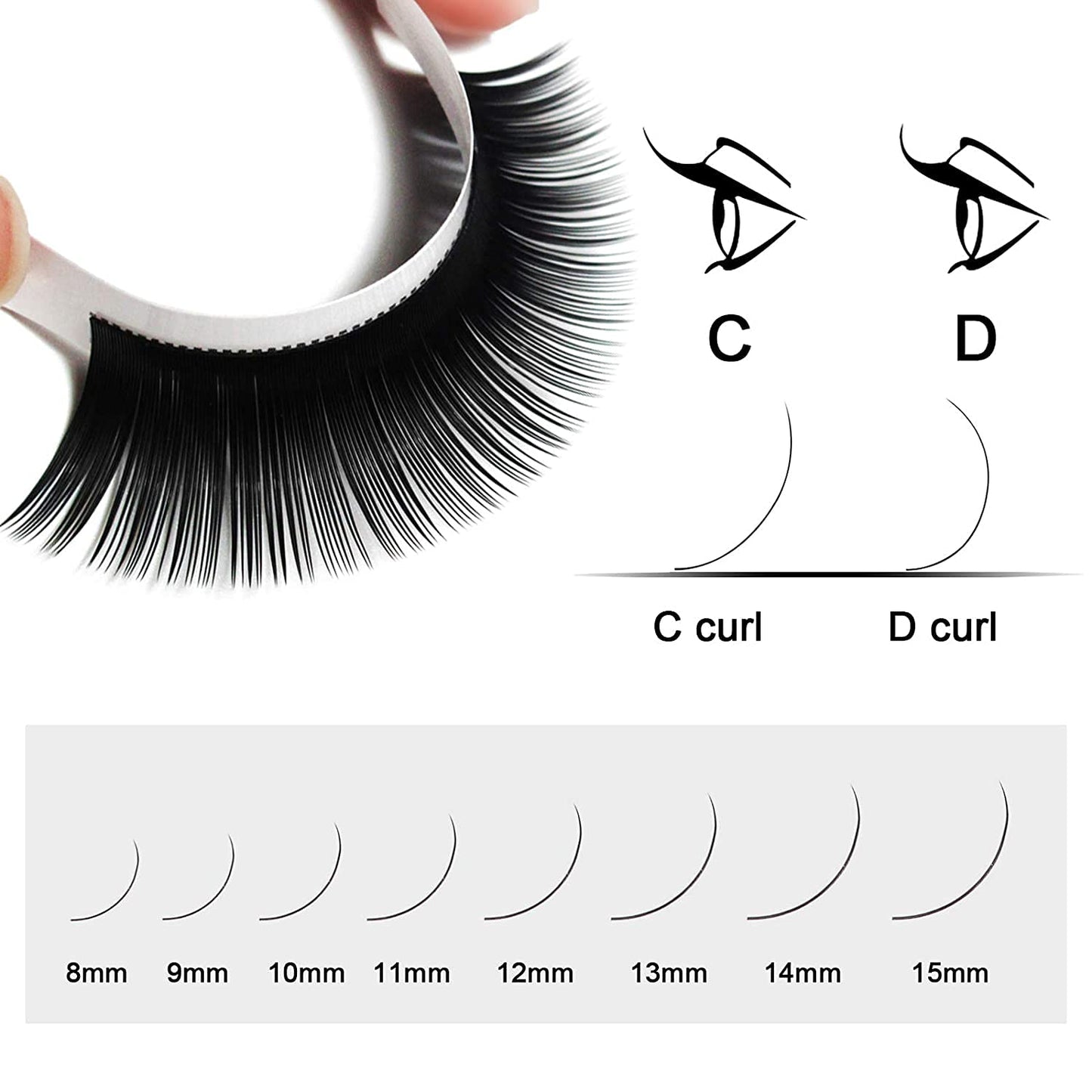 QUEWEL Eyelash Extension Supplies 0.15 C Curl Mix-8-14mm Classic Individual Lash Extensions|Optinal 0.03/0.05/0.07/0.10/0.15/0.20 C/D Single 8-25mm Mix 8-14mm 15-20mm 20-25mm|(0.15 C MIX-8-14mm)