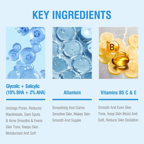 BACHERI Glycolic Acid & Salicylic Acid Peel Pads - Exfoliating Resurfacing Facial Treatment, 55 Pcs