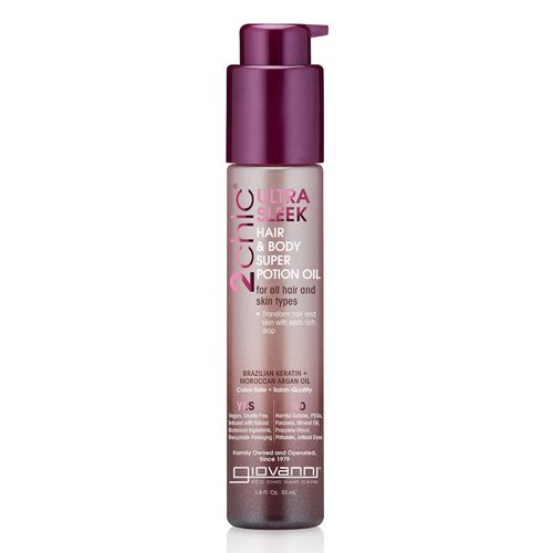 GIOVANNI 2chic Ultra-Sleek Hair Potion | Brazilian Phyto-Keratin & Moroccan Argan Oil - 1.8 oz