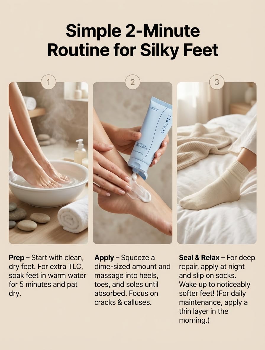 SEACRET Dead Sea Foot Cream - Deep Moisture Heel Repair with Tea Tree Oil & Shea Butter | 3.4 fl oz