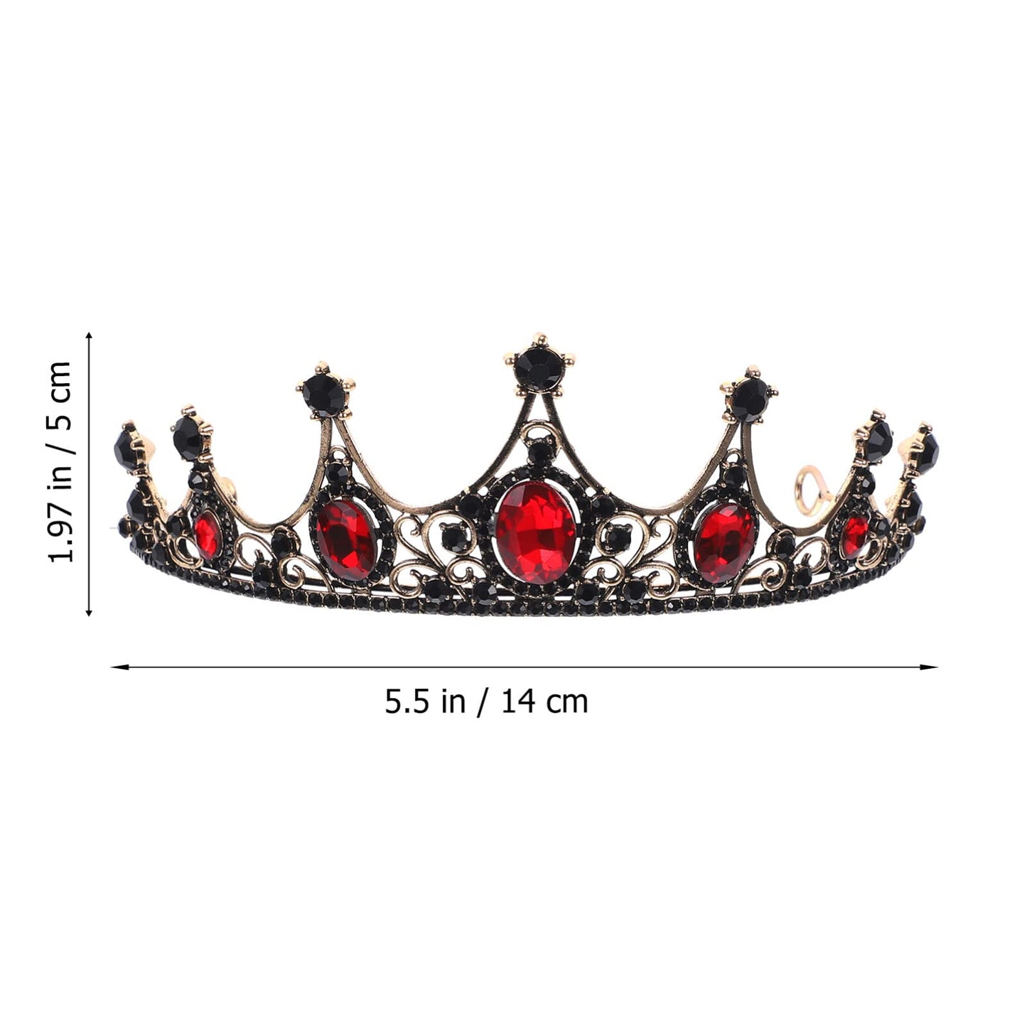 Beaupretty Crystal Tiara Bridal Headband Wedding Headpiece Black and Red Crown Halloween Costumes Cosplay Party Accessory for Women