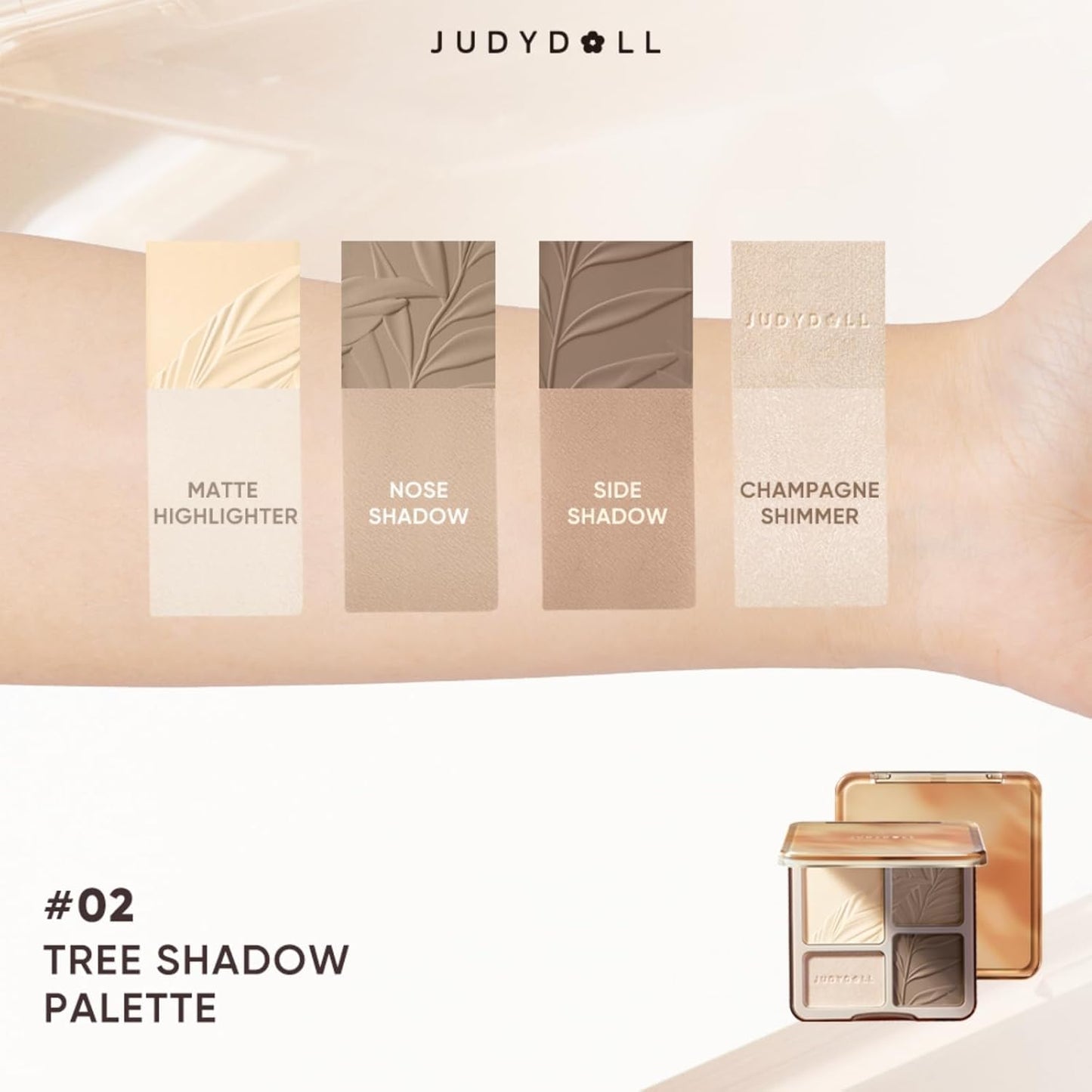 JUDYDOLL Highlight & Contour Palette - All-in-One Matte Face Makeup for Warm Skin Tone | Blendable Compact