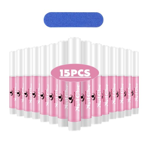 15PCS Nail Glue for Acrylic Nails, Professional Nail Tip Glue for Fake Nails Broken Nails Adhesive Super Bond for Press on Nails Glues Adhesive for Fake Nails Tips Glues